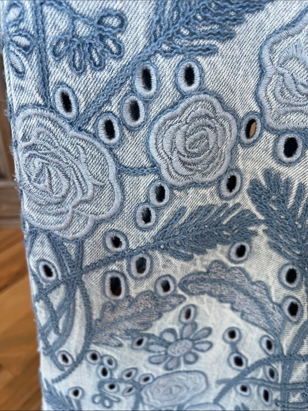 BAYEAS Light Blue Embroidered Wide-Leg Jeans - Picture 5 of 12